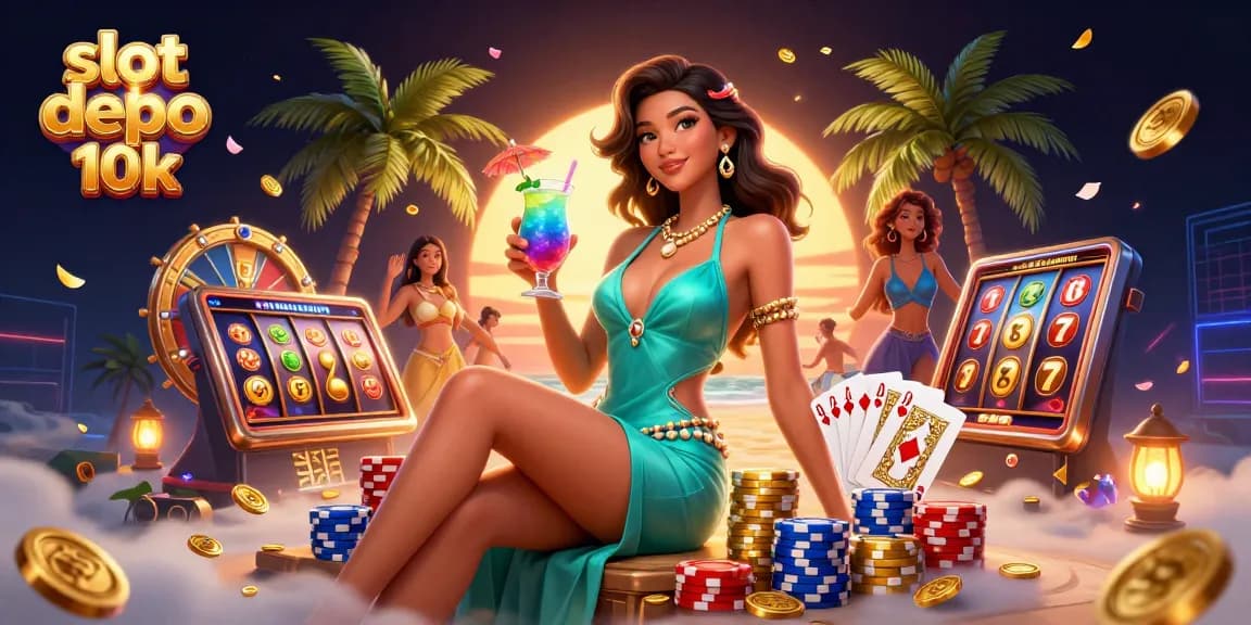 Experience the excitement of slot depo 10k with vibrant slots, glamorous cocktails, and winning vibes.
