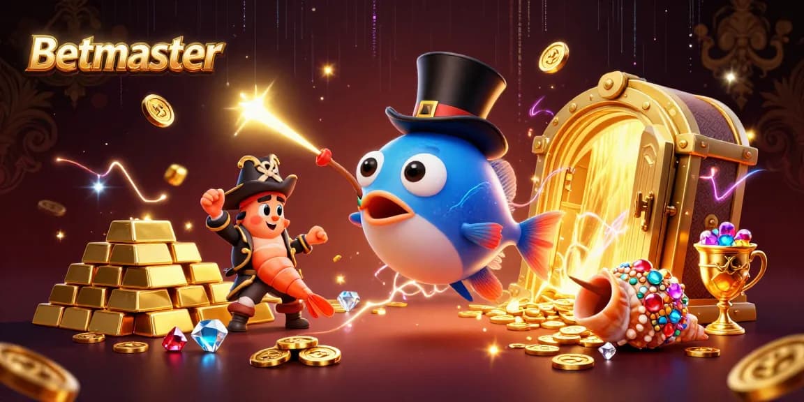 Betmaster offers thrilling casino adventures with a vibrant anglerfish, pirate shrimp, and gemstone snail.