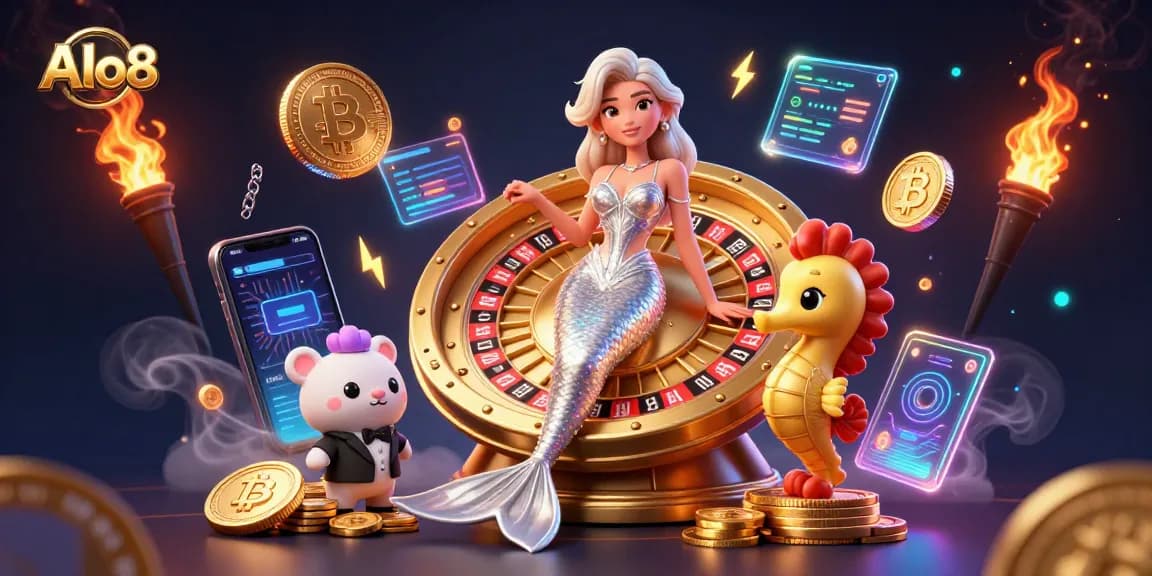 Win big at Alo8 with a glamorous casino experience featuring a dazzling roulette wheel.