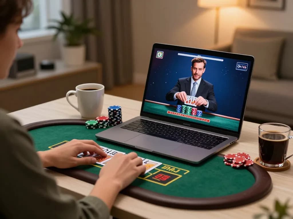 Player engaging in live dealer blackjack on luck8 while strategizing their next bet