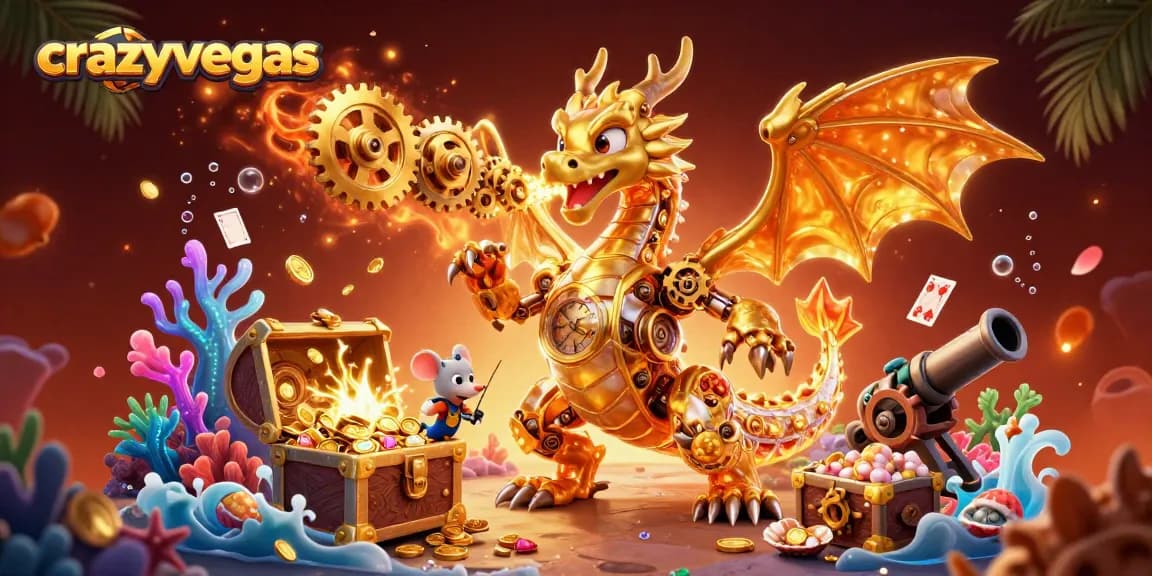 Experience thrilling gaming action at crazyvegas with a colorful, detailed 3D fantasy casino scene.
