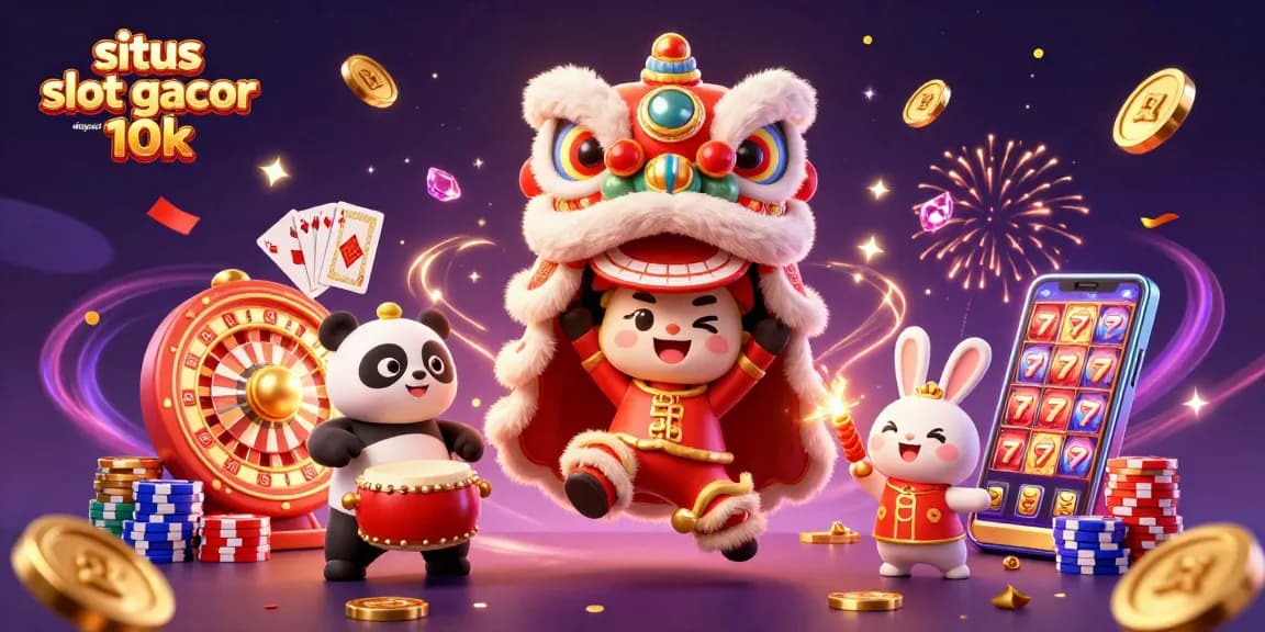 Engage with situs slot gacor deposit 10k through a colorful lion dance and dynamic casino elements.