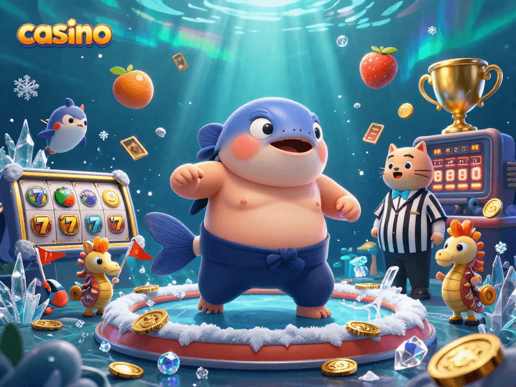 Experience the vibrant world of casino slots with our animated underwater scene featuring colorful slot elements.