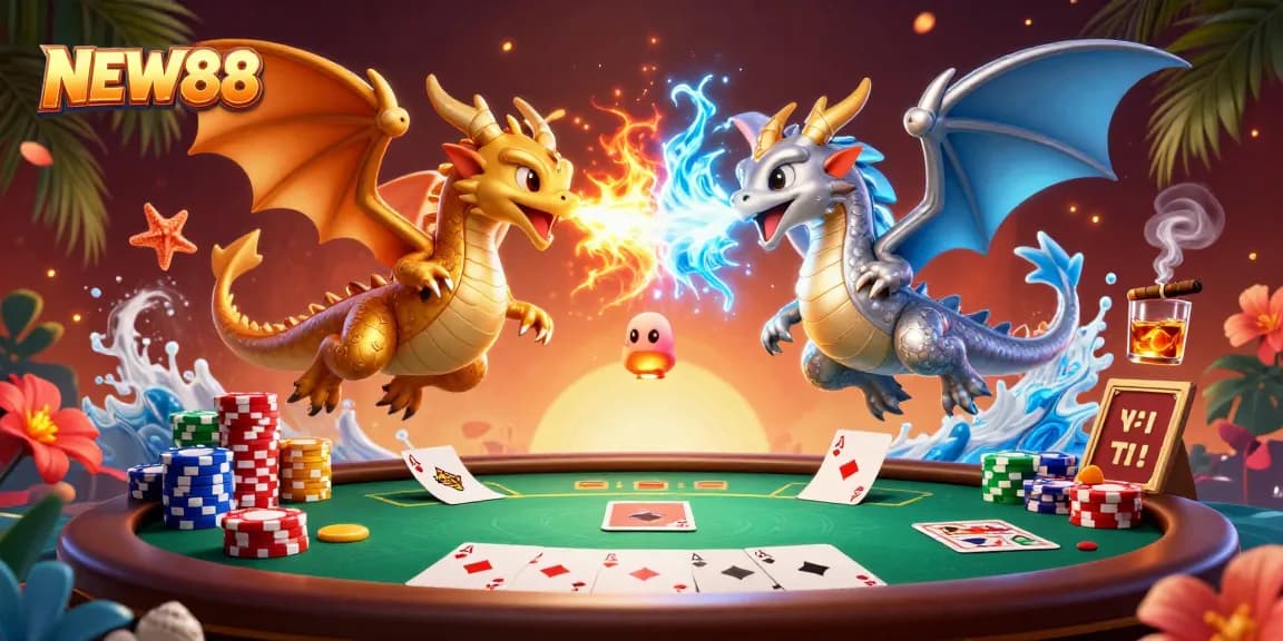 Experience the mesmerizing showdown of fire and ice with NEW88's vibrant casino scene.