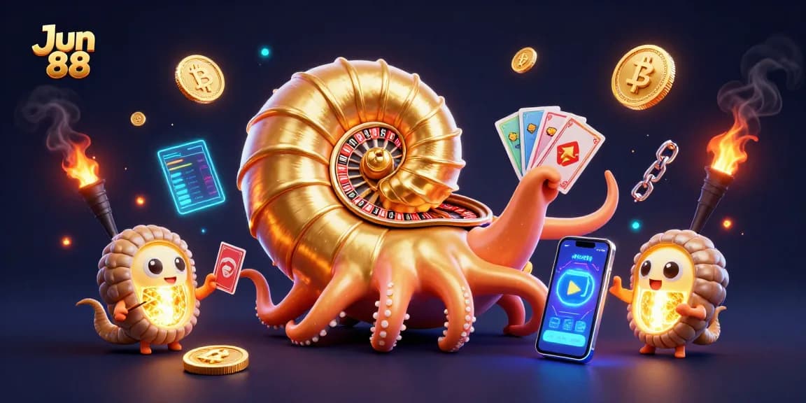 Engage with Jun 88 at this vibrant online casino scene showcasing dynamic gaming elements.