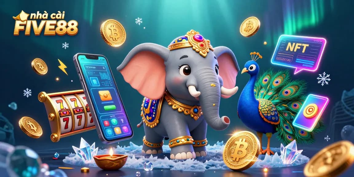 Experience excitement with nhà cái FIVE88 as a festive elephant and peacock unveil rich gambling opportunities.