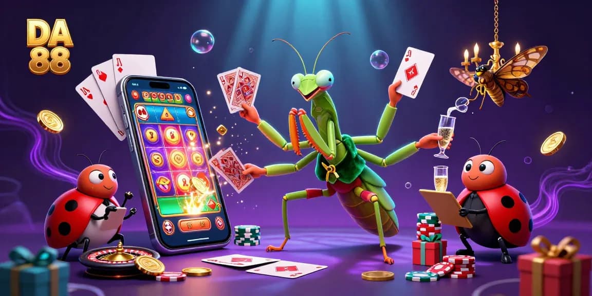 Experience thrilling 3D gaming with DA 88, featuring vibrant characters and dynamic casino elements.