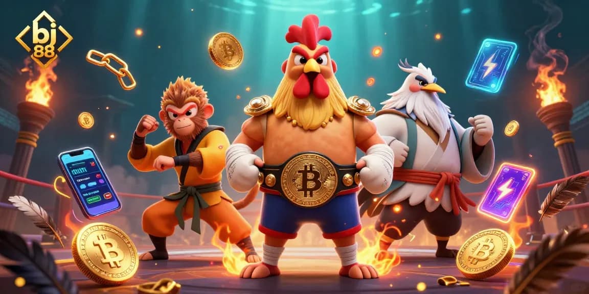 Engage in cockfighting thrills with bj 88's vibrant 3D characters and dynamic visuals.