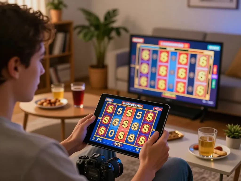 Engaging gameplay on Jilipinas casino slot game in a cozy home setting.