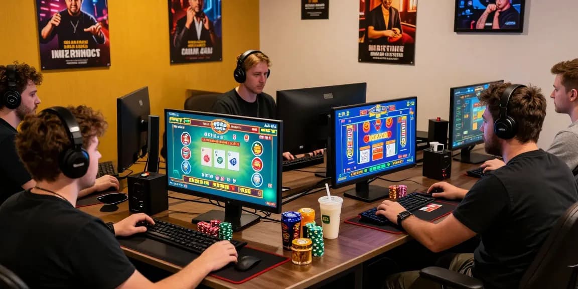 UK players enjoying exciting credit card casino games at https://euf.co.uk in a vibrant gaming room setting.