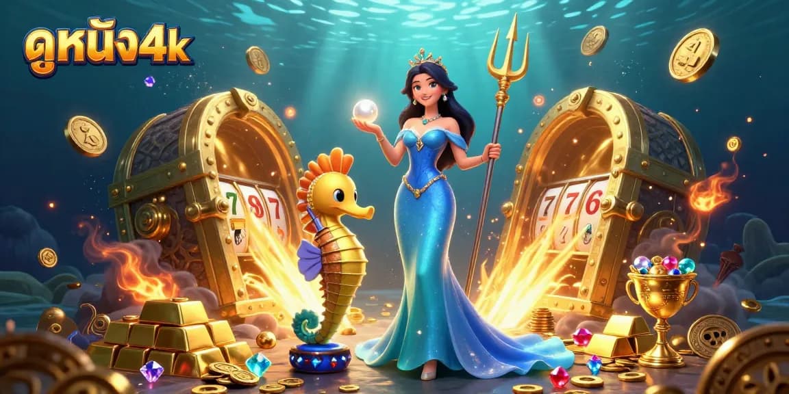 Experience ดูหนัง4k with a vibrant underwater casino scene filled with treasures and dynamic elements.