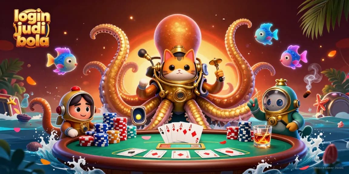 Engage in thrilling action with login judi bola amidst vibrant casino elements and characters.