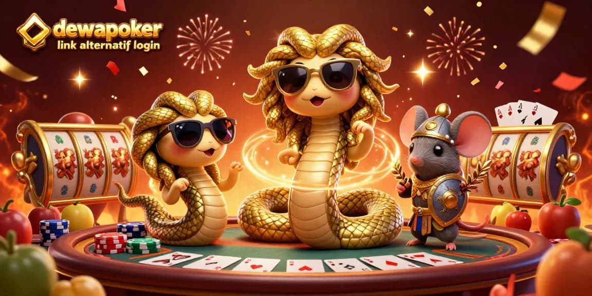 Experience thrilling poker action with dewapoker link alternatif login in an immersive and colorful 3D casino scene.