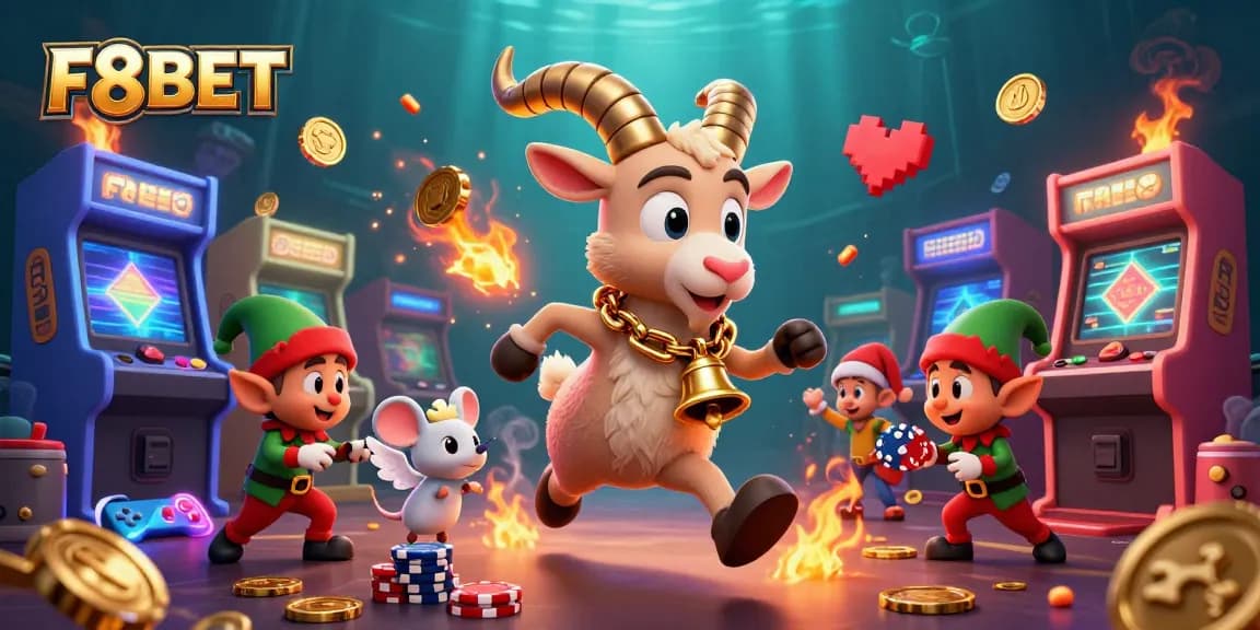 Experience the thrilling excitement of F8BET in this vibrant 3D casino scene.