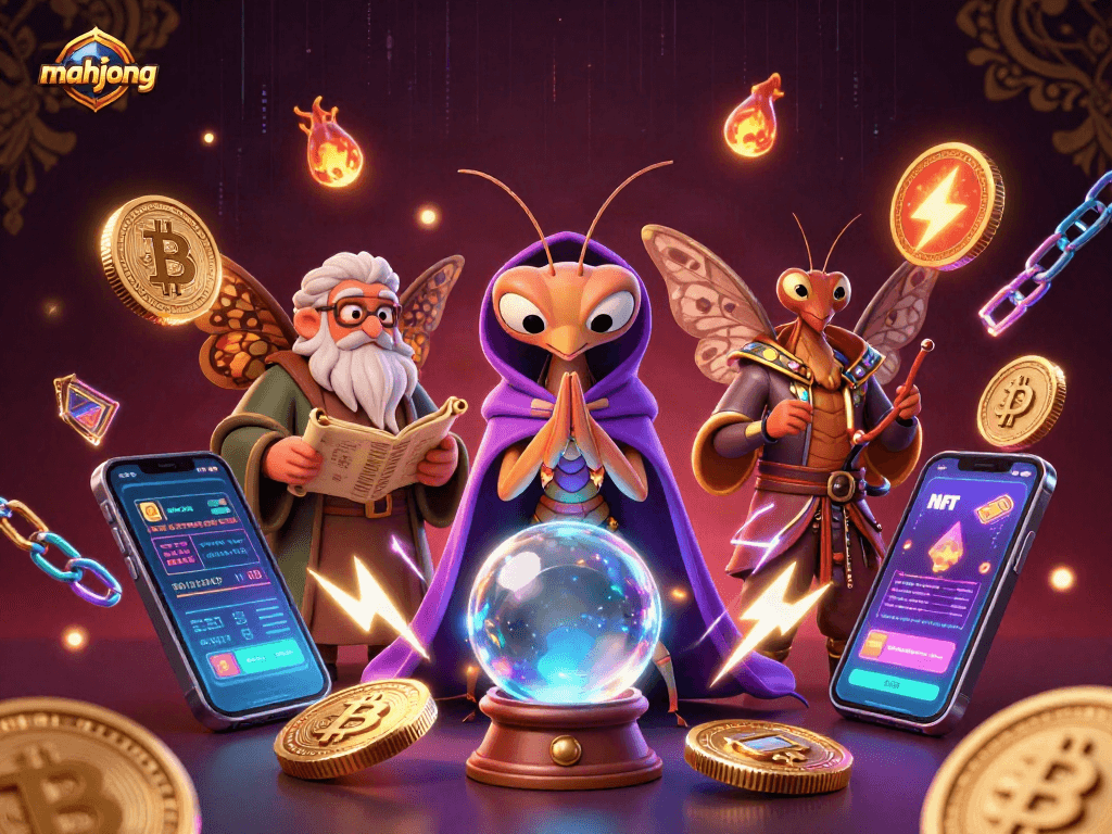 Engage in mahjong gaming with a mystical fortune teller and librarian in a vibrant casino.