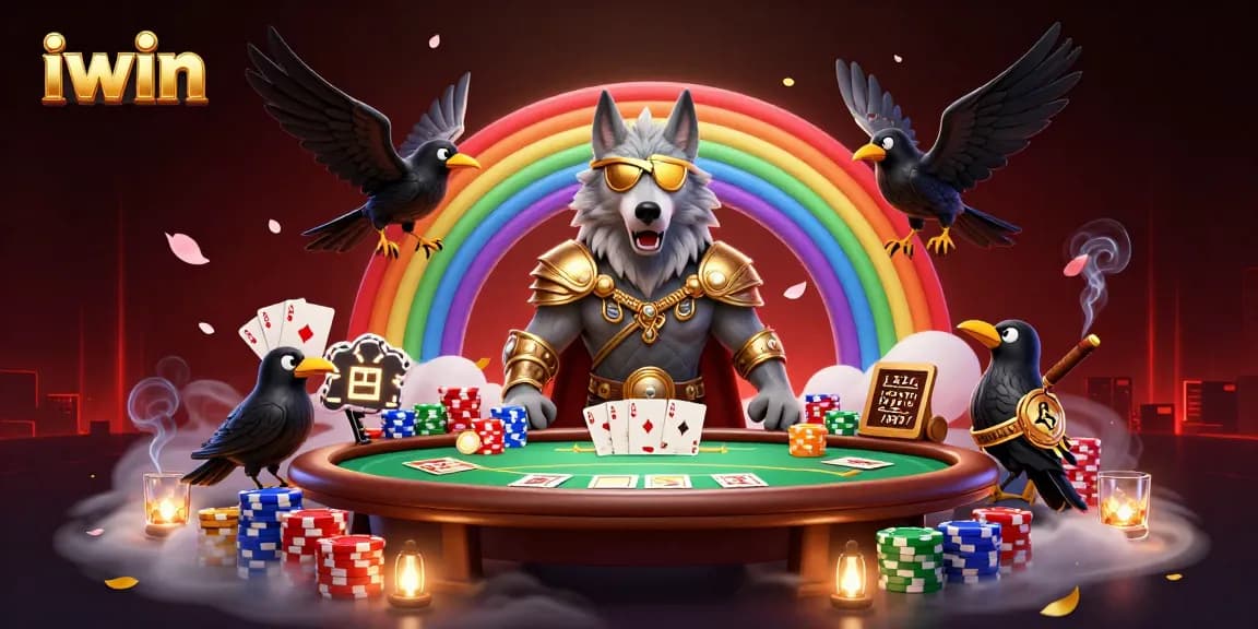 iwin showcases a vibrant 3D poker scene with Odin and mystical elements for exciting gambling action