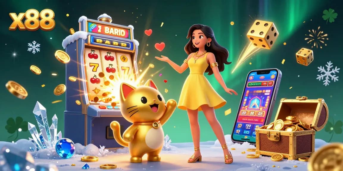 x88 offers an exciting jackpot with immersive slot gameplay featuring golden coins and lucky symbols.
