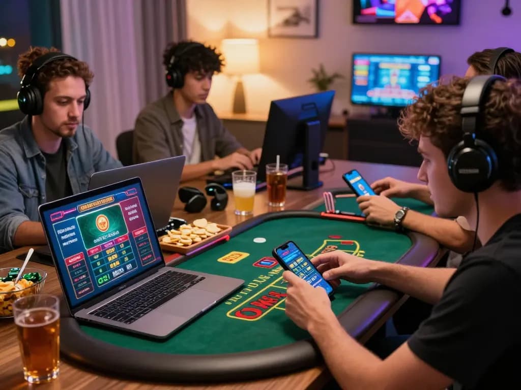 Engaging players experiencing the thrill of Onbet Casino with live games and sports betting in a cozy gaming setup.