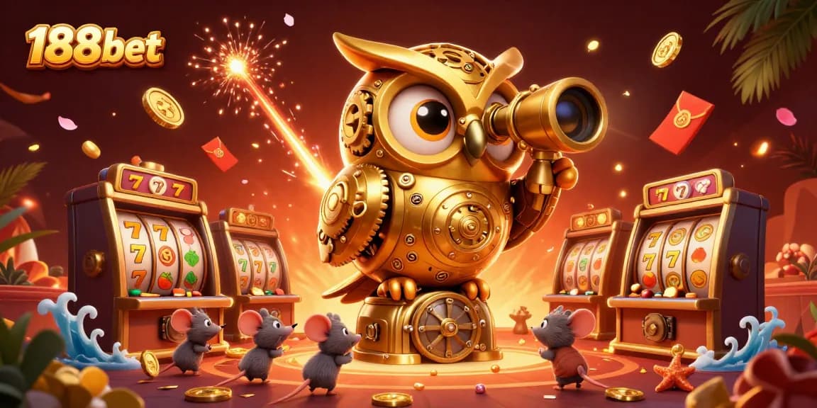 Experience excitement at 188bet with our vibrant casino scene featuring lucky slots and whimsical characters.