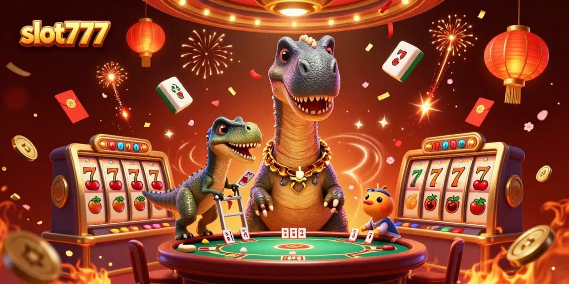 Experience the excitement of slot777 with a vibrant 3D casino scene featuring magical elements and characters.