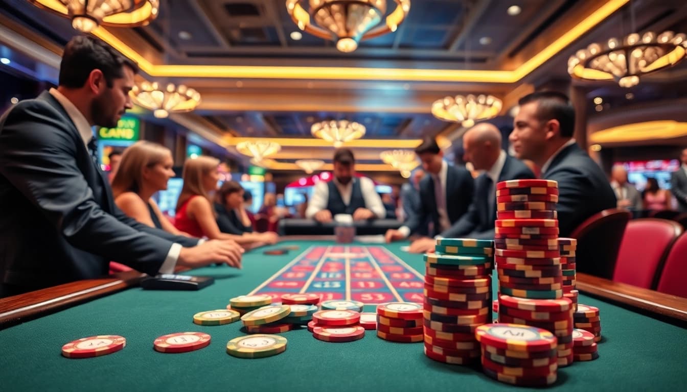 Menangkan Slot deposit 5000 di meja kasino yang menawan dengan chipset berwarna-warni.