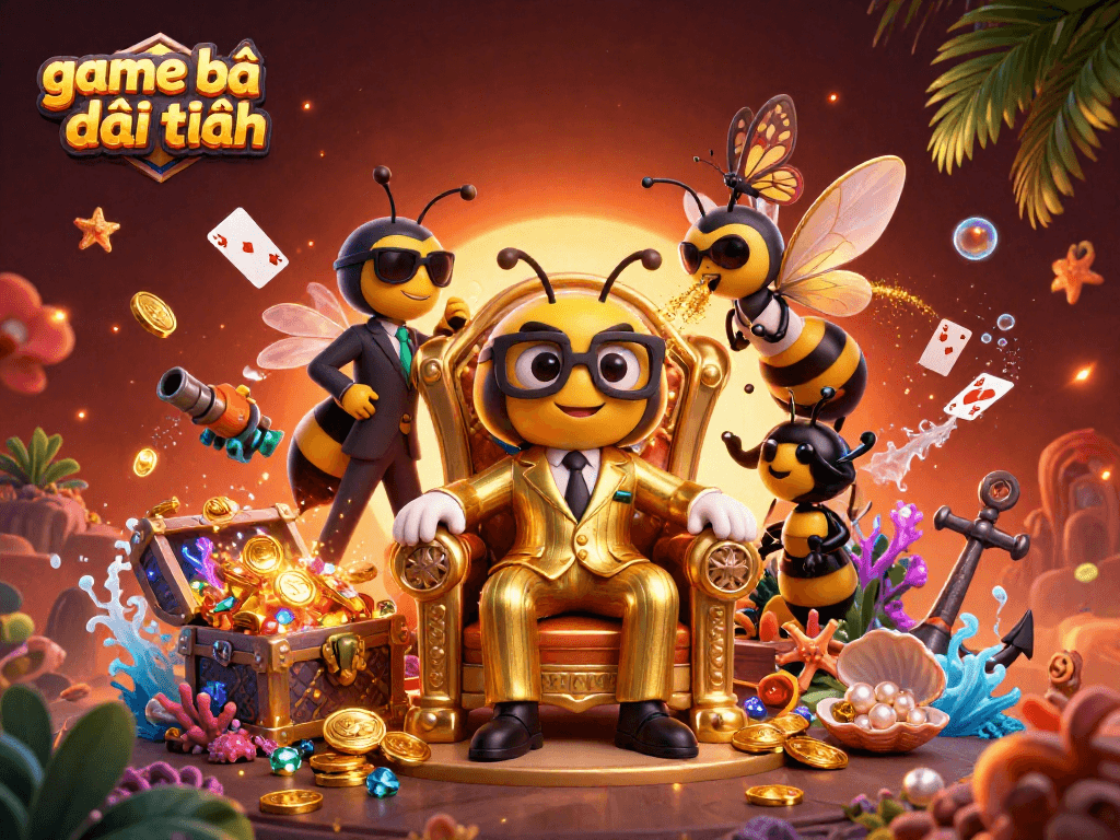 Engage with thrilling game bài đổi thưởng adventures in this vibrant 3D casino graphic.