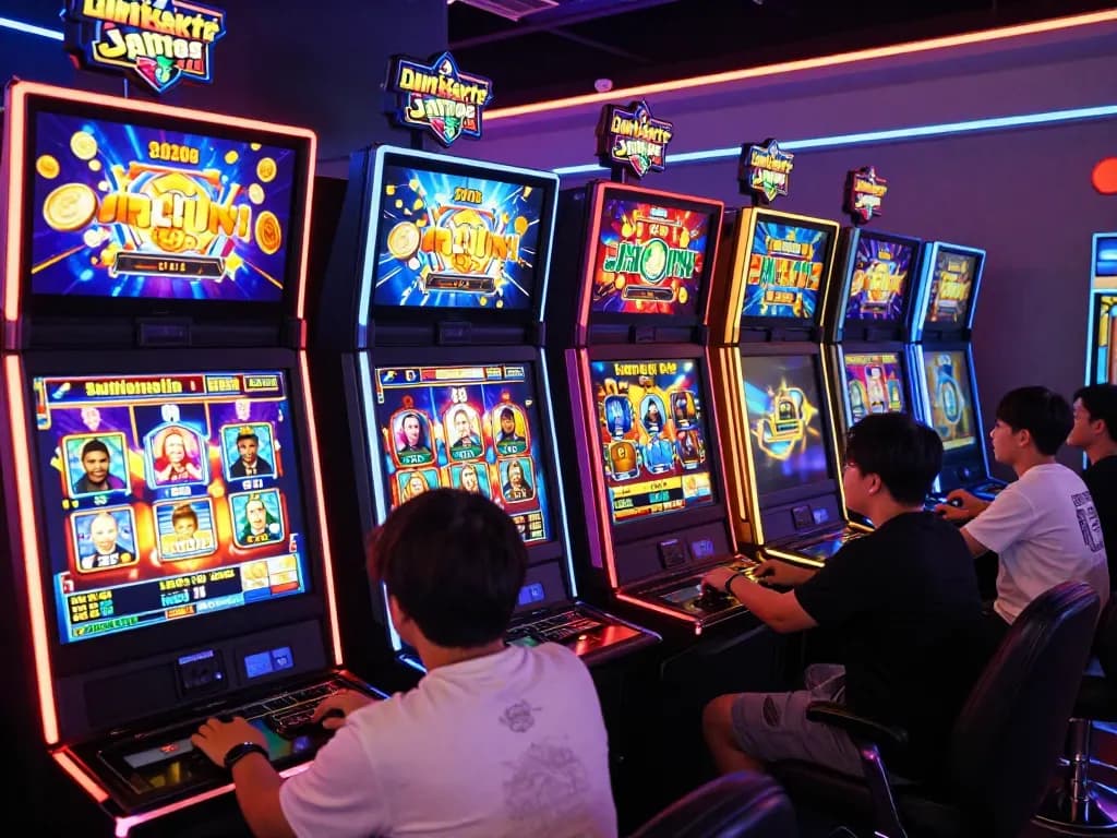 Slot gacor hari ini adegan permainan dengan pemain merayakan kemenangan di kasino virtual.