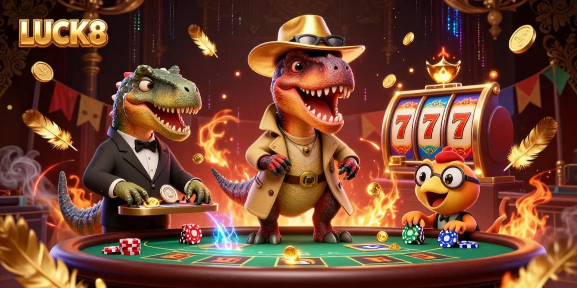 Experience thrilling blackjack with LUCK8 featuring a velociraptor card counter and stegosaurus pit boss.