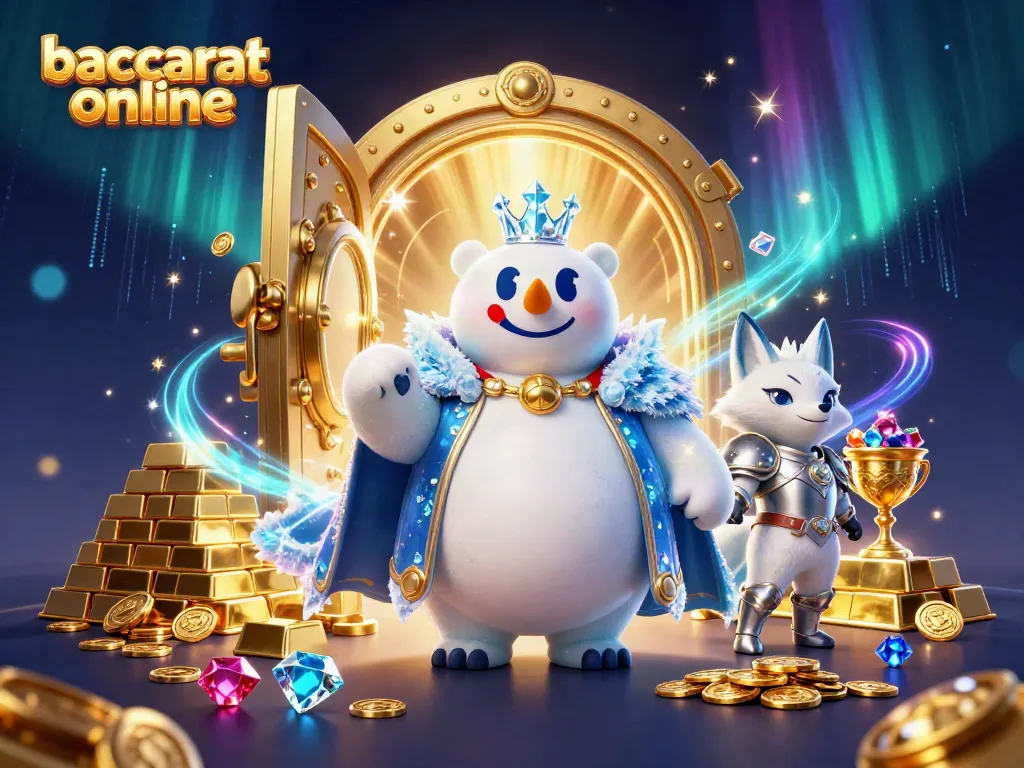 Experience baccarat online with the ice king polar bear and snow fox in a dazzling treasure scene.