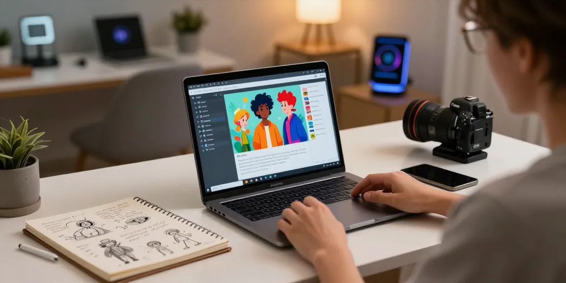 Engaging user experience with Tavern AI showcasing character creation on a laptop in a modern home office.