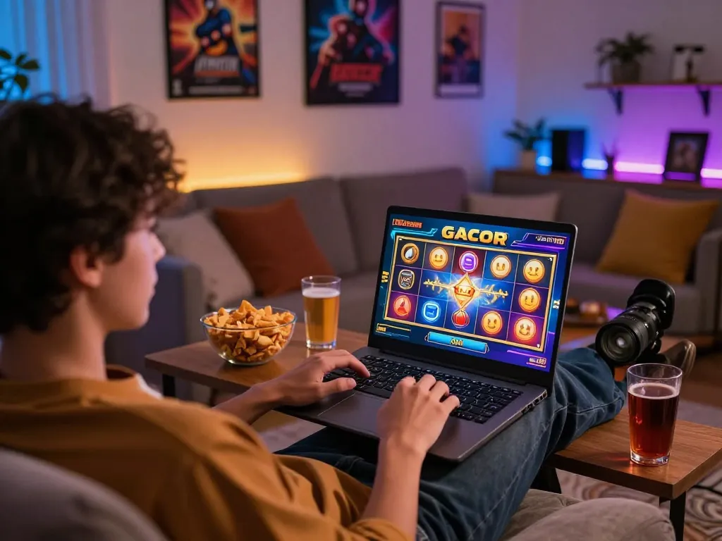 Engaging in slot gacor games online with colorful graphics and cozy atmosphere