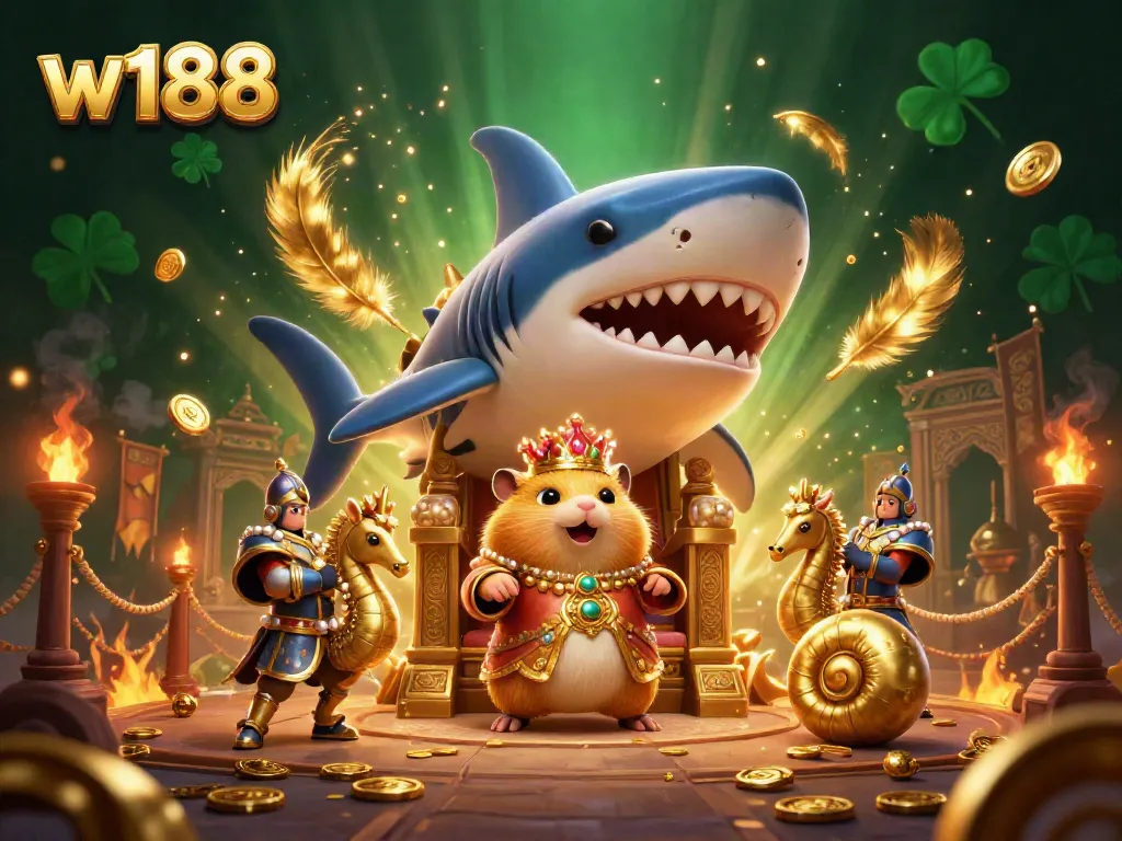 Experience thrilling gambling action with w188 in a vibrant, energetic animated scene featuring royal sports-themed characters.