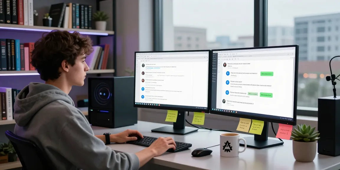 Kobold AI user engaging with intelligent chatbot technology in a modern workspace.