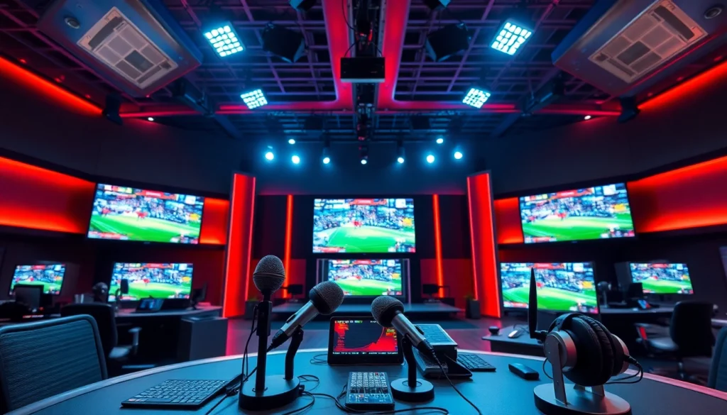 Captivating scene of sports broadcasting showcasing live events with dynamic atmosphere.