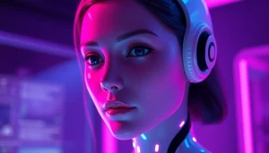 Futuristic AI avatar for adult conversations in a serene digital setting - ai nsfw.