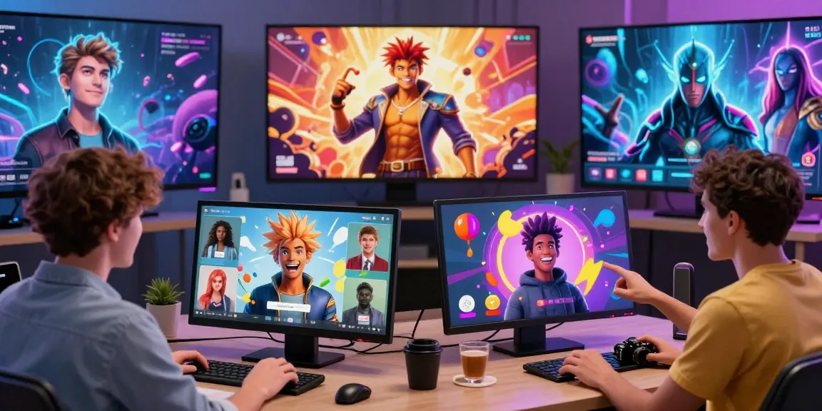 Engaging scene in Status AI showcasing users interacting with avatars and AI characters in a vibrant virtual social world.
