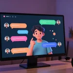 Engaging NSFW AI chat interaction on a sleek digital interface in a cozy environment